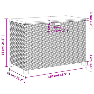 Cassapanca da Giardino Nero 110x55x63cm in Polyrattan e Legno d'Acacia