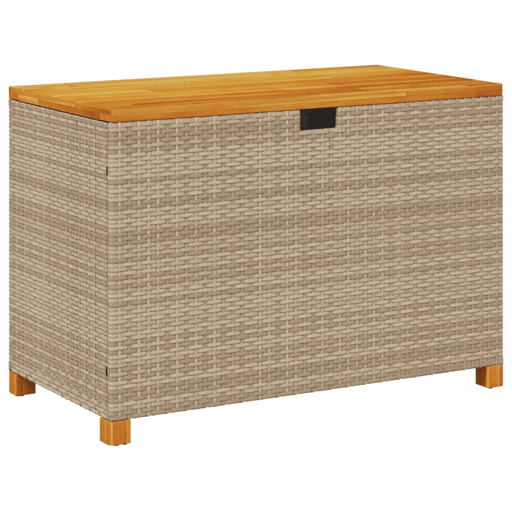 Cassapanca da Giardino Beige 110x55x63cm in Polyrattan e Legno d'Acacia