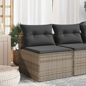 Coppia Poltrone da Giardino con Cuscini Antracite in Polyrattan Grigio