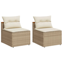 Load image into Gallery viewer, Coppia Poltrone da Giardino con Cuscini Bianchi in Polyrattan Beige