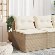 Charger l&#39;image dans la galerie, Coppia Poltrone da Giardino con Cuscini Bianchi in Polyrattan Beige