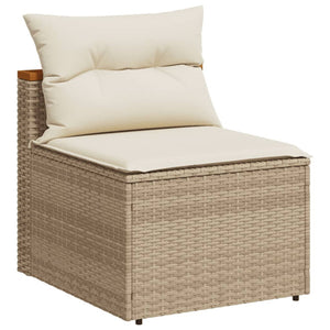 Coppia Poltrone da Giardino con Cuscini Bianchi in Polyrattan Beige