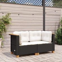 Indlæs billede til gallerivisning Divano da Giardino con Cuscini Bianchi 2 posti in Polyrattan Nero