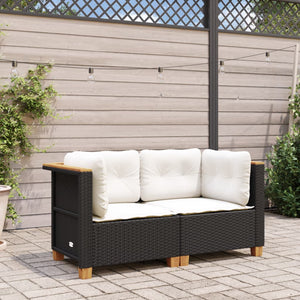 Divano da Giardino con Cuscini Bianchi 2 posti in Polyrattan Nero