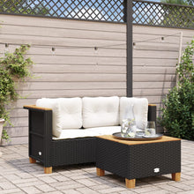 Laden Sie das Bild in den Galerie-Viewer, Divano da Giardino con Cuscini Bianchi 2 posti in Polyrattan Nero