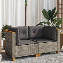 Load image into Gallery viewer, Divano da Giardino con Cuscini Grigi 2 posti in Polyrattan Grigio