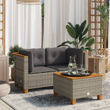 Load image into Gallery viewer, Divano da Giardino con Cuscini Grigi 2 posti in Polyrattan Grigio