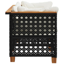 Load image into Gallery viewer, Divano da Giardino con Cuscini Bianchi 2 posti in Polyrattan Nero