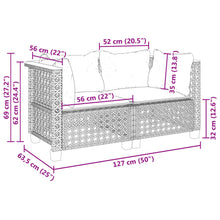 Load image into Gallery viewer, Divano da Giardino con Cuscini Bianchi 2 posti in Polyrattan Nero