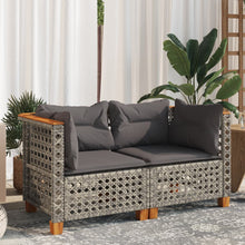 Load image into Gallery viewer, Divano da Giardino con Cuscini Grigi 2 posti in Polyrattan Grigio