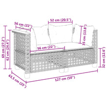 Load image into Gallery viewer, Divano da Giardino con Cuscini Grigi 2 posti in Polyrattan Grigio