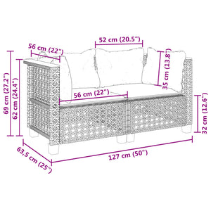 Divano da Giardino con Cuscini Grigi 2 posti in Polyrattan Grigio