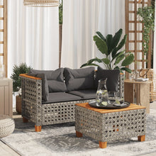 Load image into Gallery viewer, Divano da Giardino con Cuscini Grigi 2 posti in Polyrattan Grigio