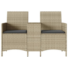 Load image into Gallery viewer, Divano da Giardino 2 Sedute con Tavolino in Polyrattan grigio/beige e Cuscini Grigi