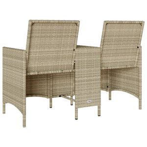 Divano da Giardino 2 Sedute con Tavolino in Polyrattan grigio/beige e Cuscini Grigi