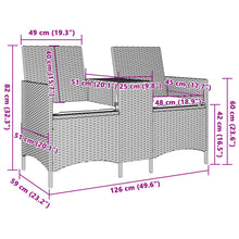 Load image into Gallery viewer, Divano da Giardino 2 Sedute con Tavolino in Polyrattan grigio/beige e Cuscini Grigi