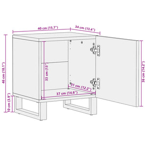 Comodini 2pz 40x34x46 cm in Legno Massello di Mango