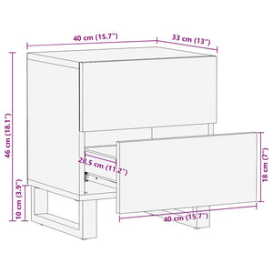 Comodini 2pz 40x34x46 cm in Legno Massello di Acacia