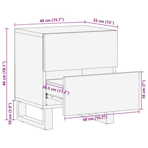 Comodini 2pz 40x34x46 cm in Legno Massello di Mango