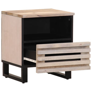 Comodini 2pz 40x34x46 cm in Legno Massello di Mango Sbiancato