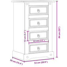 Load image into Gallery viewer, Mobiletto Cassettiera 4 cassetti 53x39x84 cm in Legno Massello di Pino