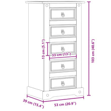 Load image into Gallery viewer, Mobiletto Cassettiera 5 Cassetti 53x39x103 cm in Legno Massello di Pino