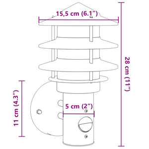 Applique per Esterno con Sensore 2 pz Argento in Acciaio Inox