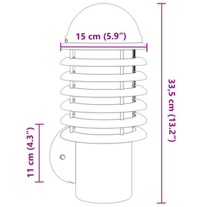 Applique da Esterno 2 pz Argento in Acciaio Inossidabile