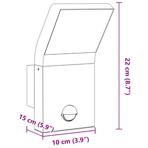 Applique con LED e Sensore Nera in Alluminio Pressofuso