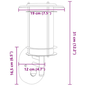 Applique per Esterno con Sensore Argento in Acciaio Inox