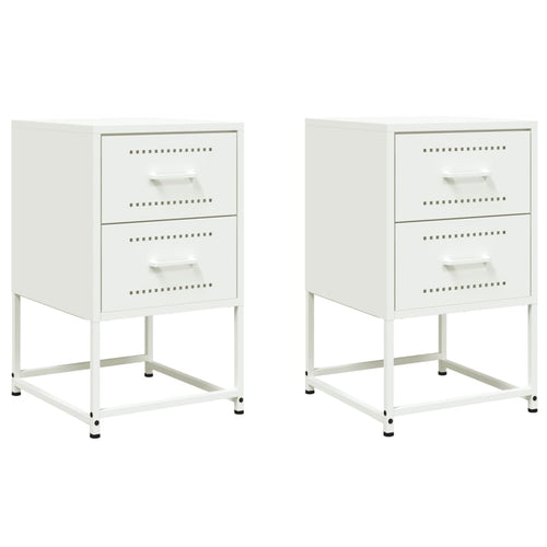 Comodini 2 pz Bianchi 2 cassetti 36x39x60,5 cm in Acciaio