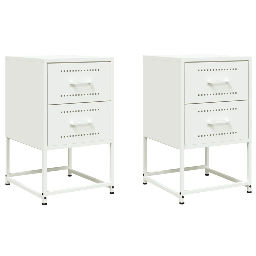 Comodini 2 pz Bianchi 2 cassetti 36x39x60,5 cm in Acciaio