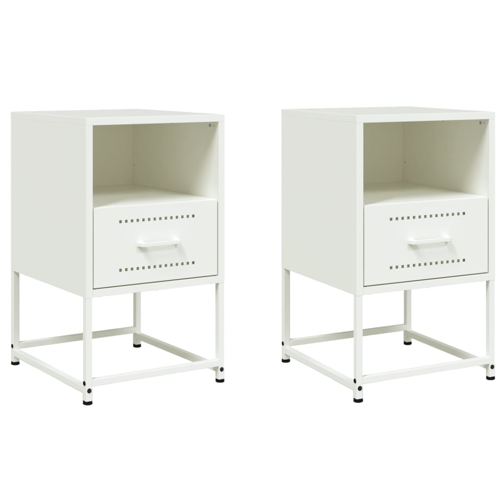 Comodini 2 pz Bianchi 1 cassetto 36x39x60,5 cm in Acciaio