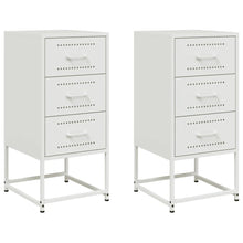 Load image into Gallery viewer, Comodini 2 pz Bianchi 3 cassetti 36x39x78 cm in Acciaio