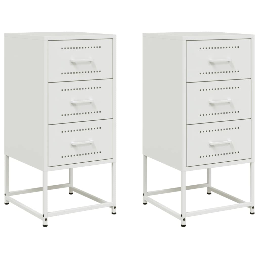 Comodini 2 pz Bianchi 3 cassetti 36x39x78 cm in Acciaio