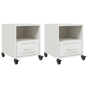 Comodini 2 pz Bianchi 1 cassetto 36x39x43,5 cm in Acciaio con rotelle